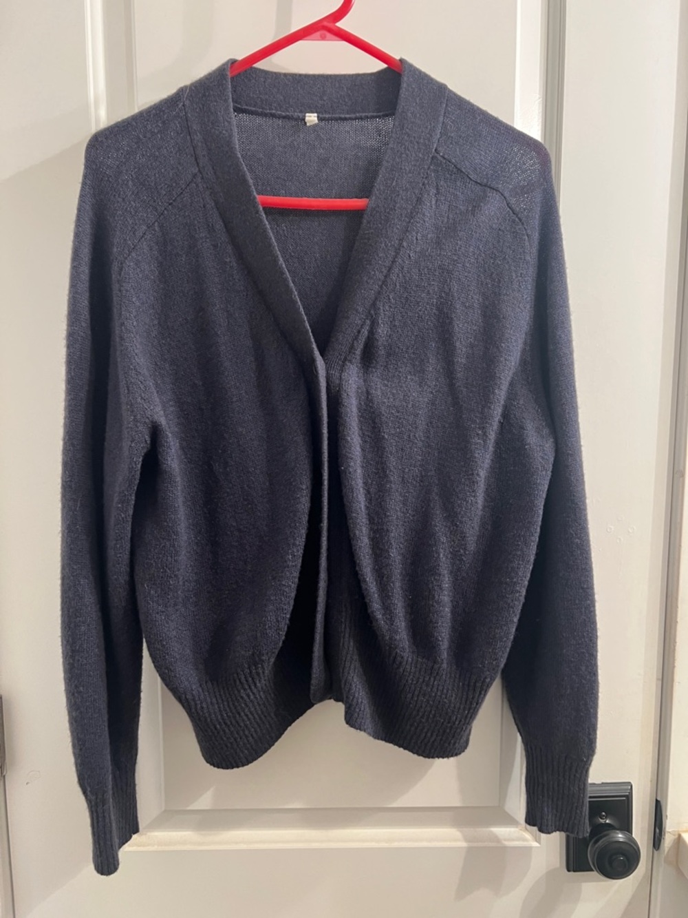 Muji Navy Open-Front Wool Blend Cardigan